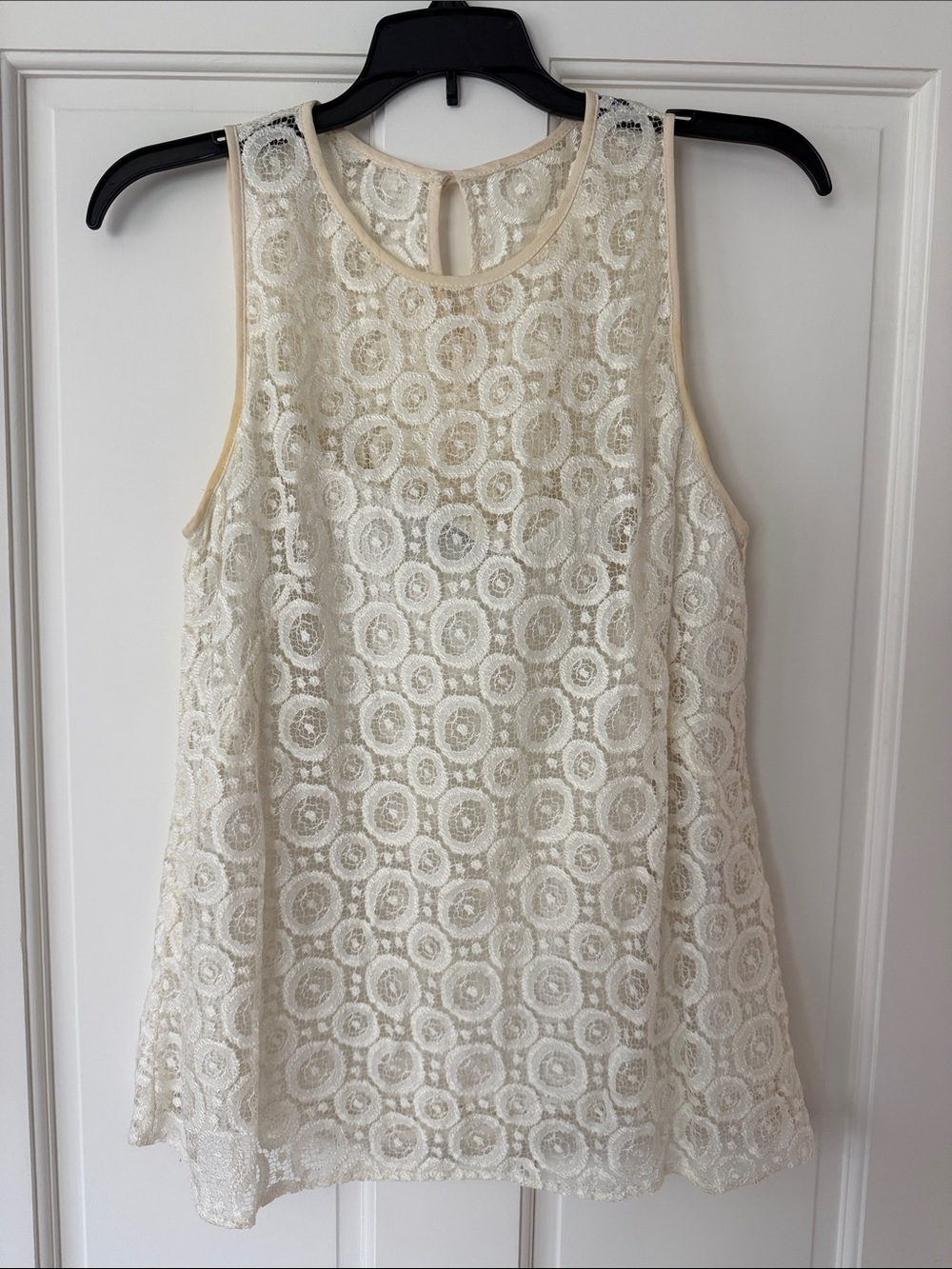 Nanette Lepore Cream Circular Lace Shell